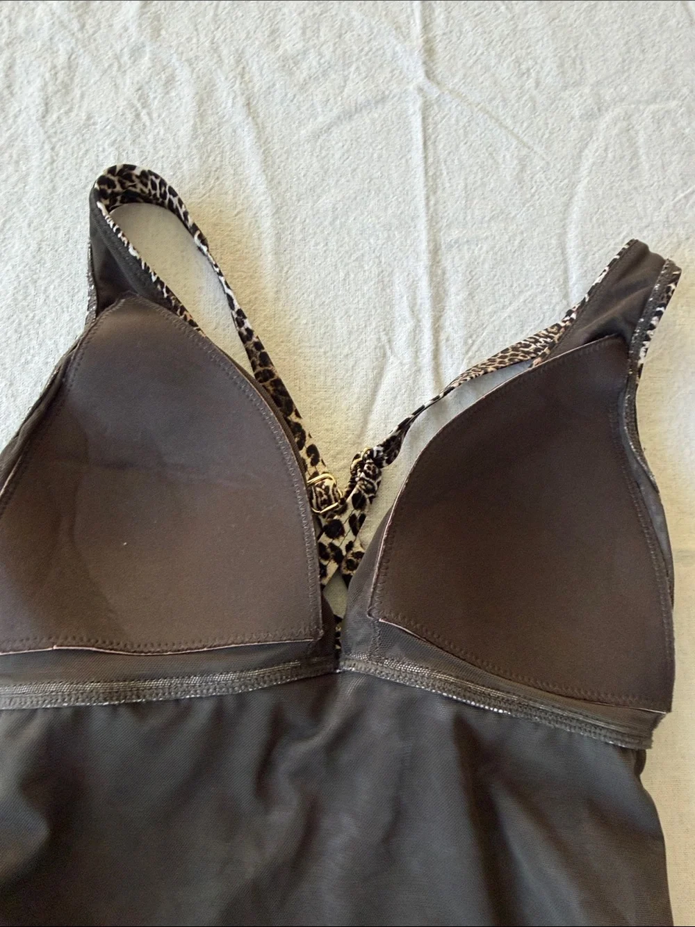 Leopard Print One-Piece Swimsuit - Brown/Black